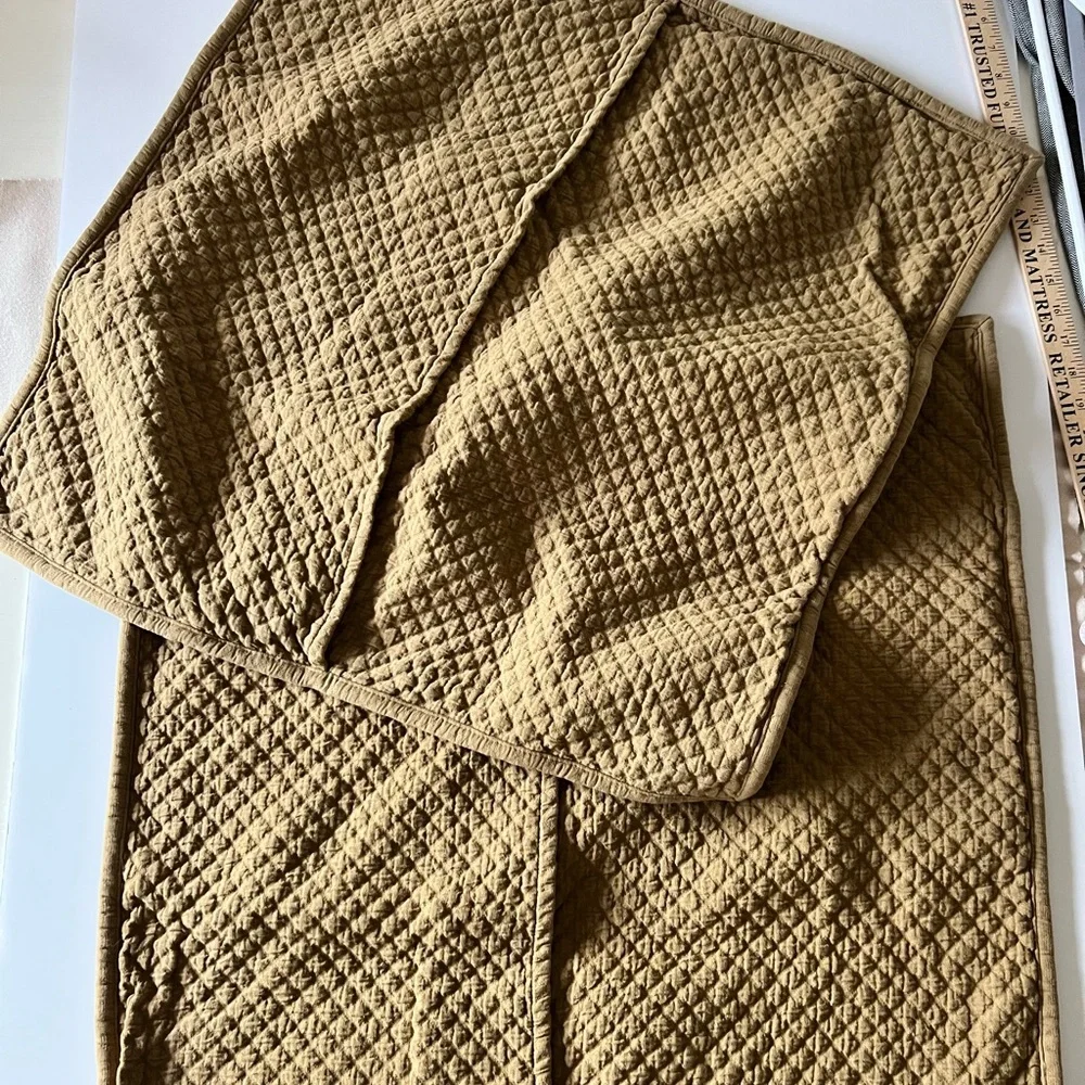 Crate&Barrel Antique Gold Quilted Euro Sham SET